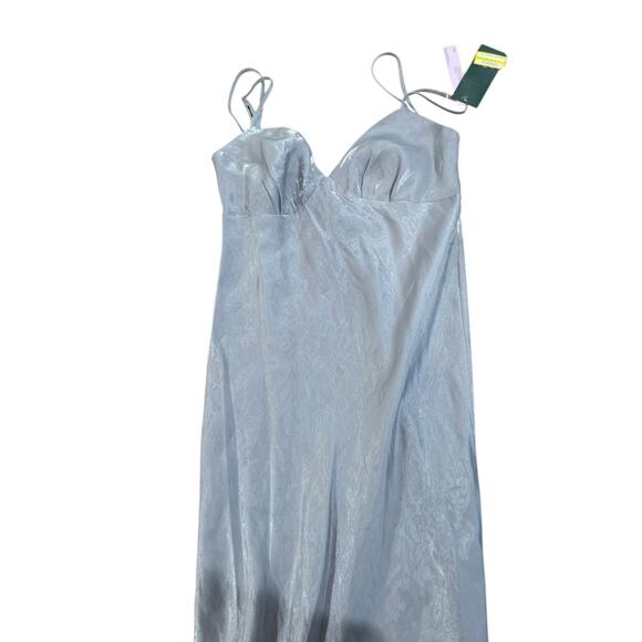 Wild Fable Y2K 90s Prom Iridescent Silver Maxi Slip Dress Staple Layering Fun XS - Picture 3 of 9